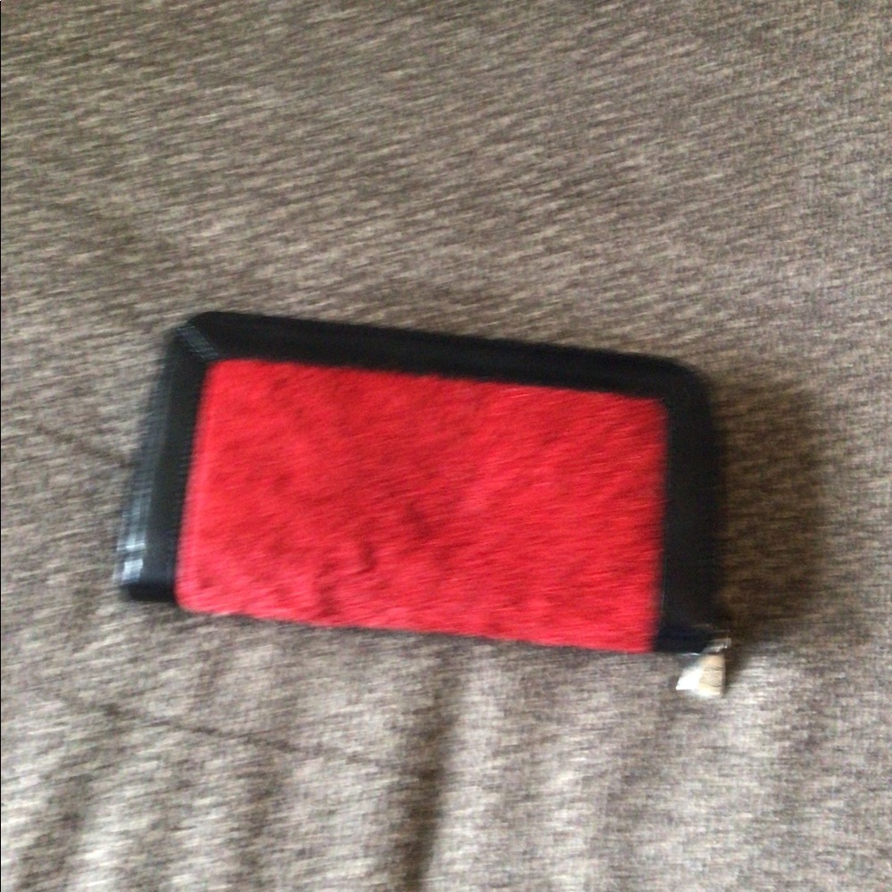 Brighton red furry clutch
